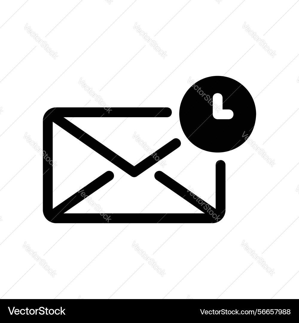 Email envelope icon with a clock indicating Email envelope icon with a clock indicating vector image