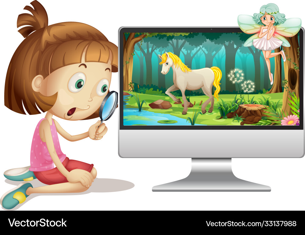 Fairy tale on computer background Vector Image