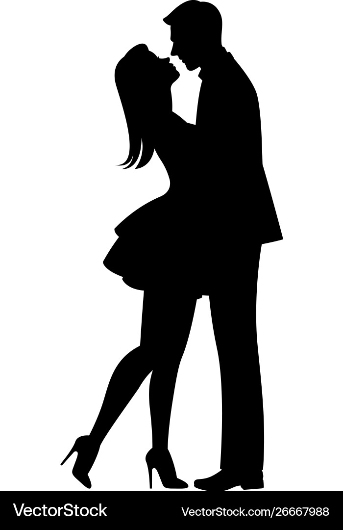 Kiss lovers black silhouette on white vector image