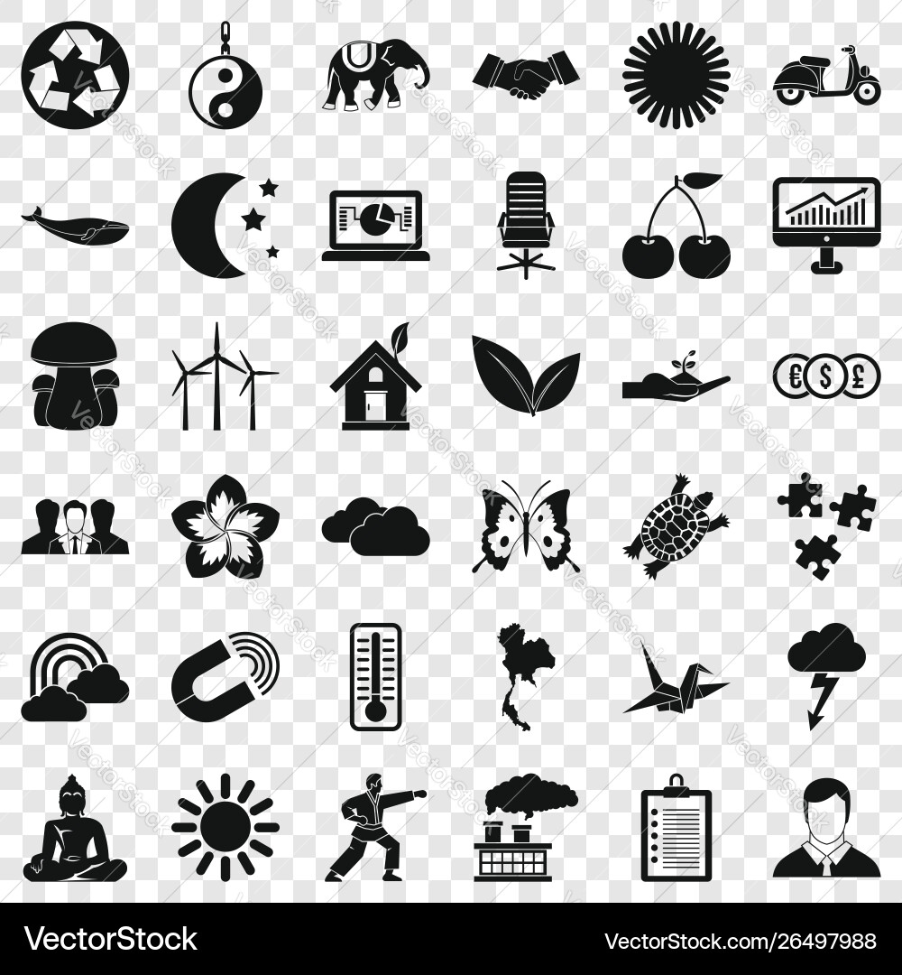 Moon icons set simple style Vector Image