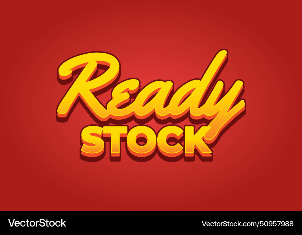 Ready stock text effect in 3d look with eye Ready stock text effect in 3d look with eye vector image