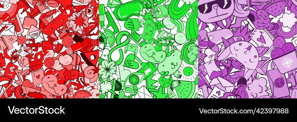 Set of three random elements background including Set of three random elements background including vector image