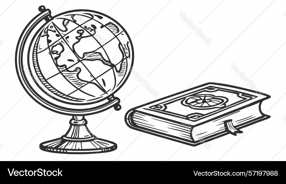 World globe and open tome symbolizing knowledge Vector Image