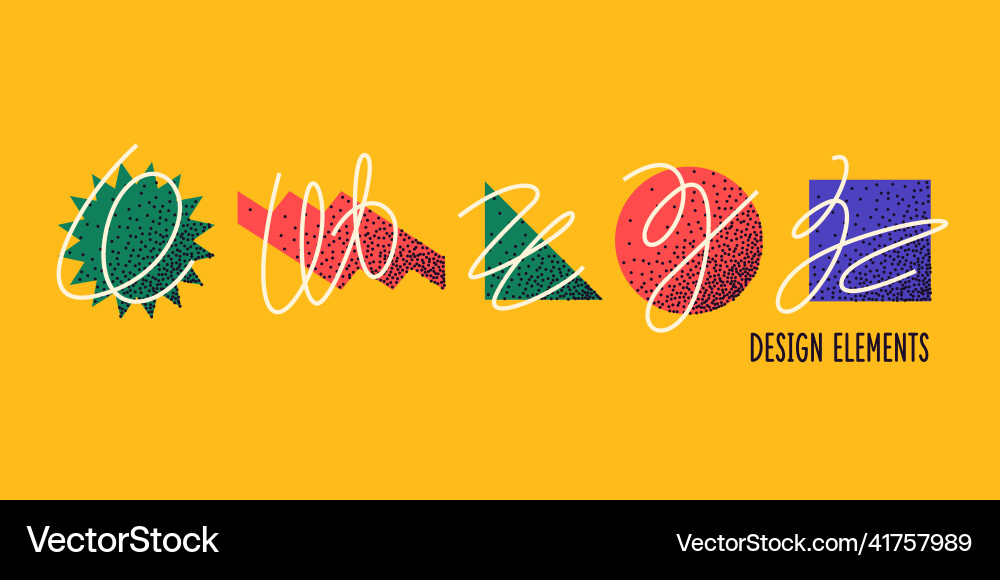 A set of geometric shapes with additional elements vector image