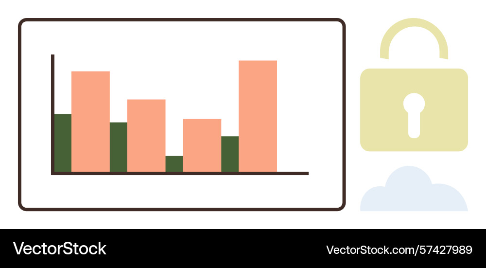 Data privacy and security concept with bar graph Data privacy and security concept with bar graph vector image