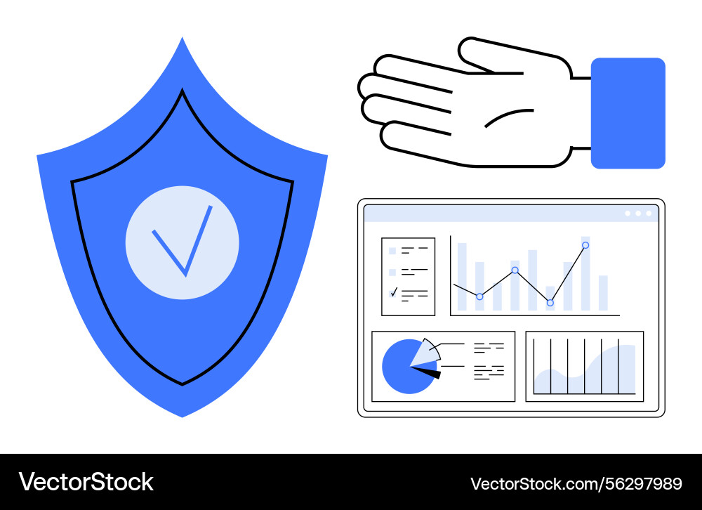 Data security shield with hand gesture Data security shield with hand gesture vector image