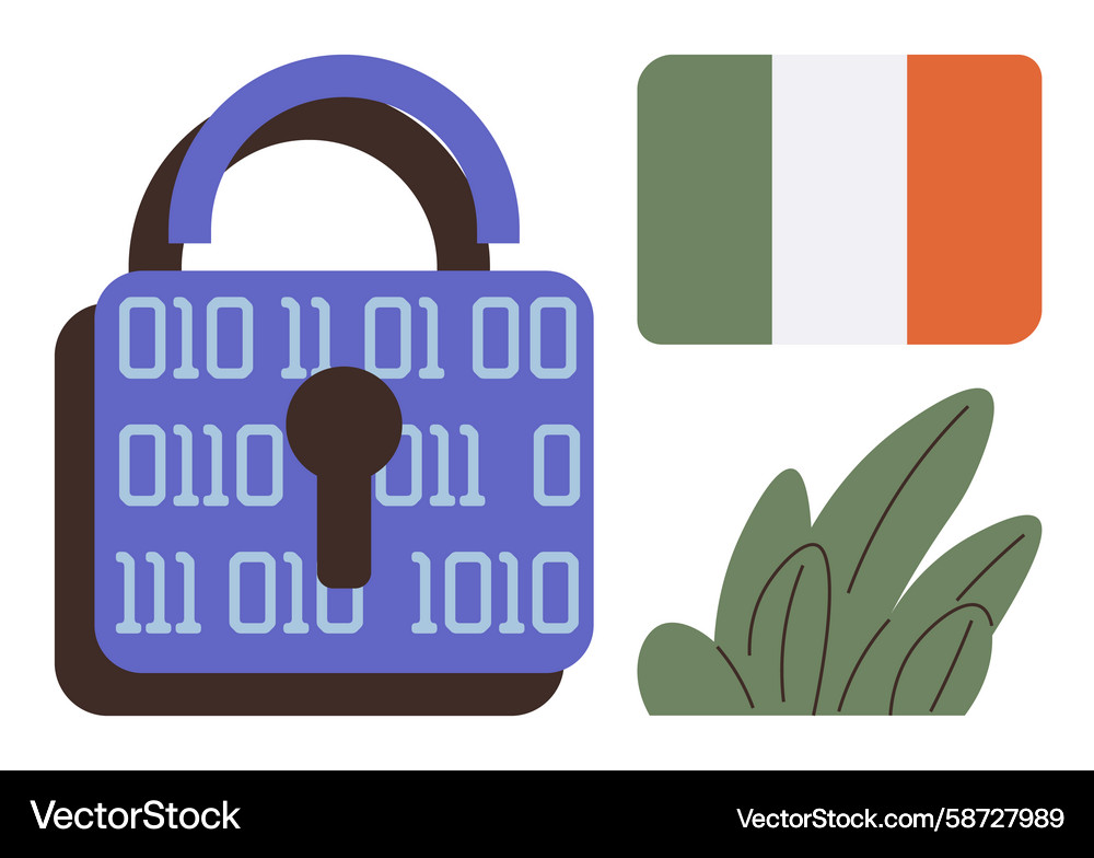 Digital security concept with binary lock Digital security concept with binary lock Vector Image