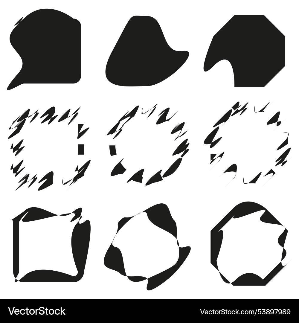 Distorted abstract shapes black irregular forms vector image