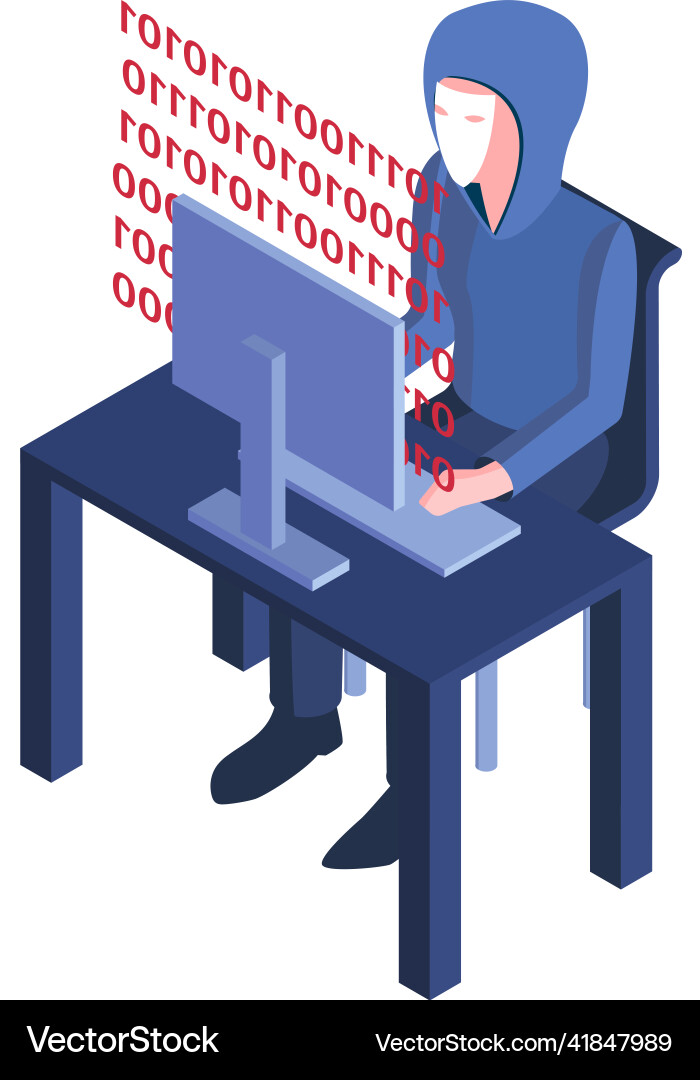 Hacker code isometric composition vector image