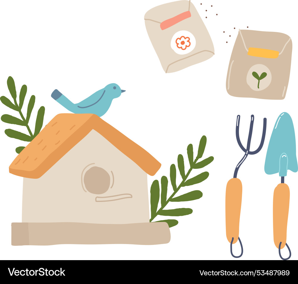 Handdrawn spring elements set Vector Image