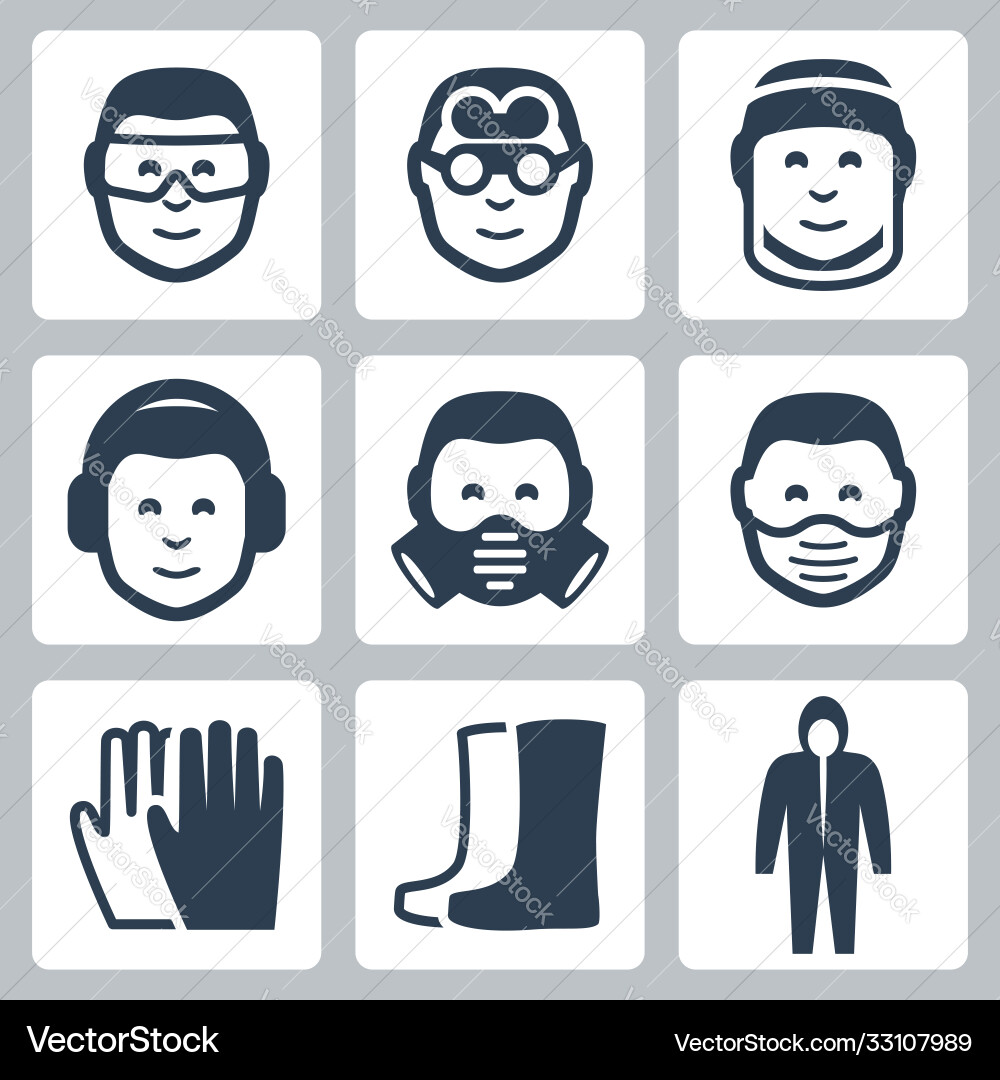 Job safety icons set Royalty Free Vector Image