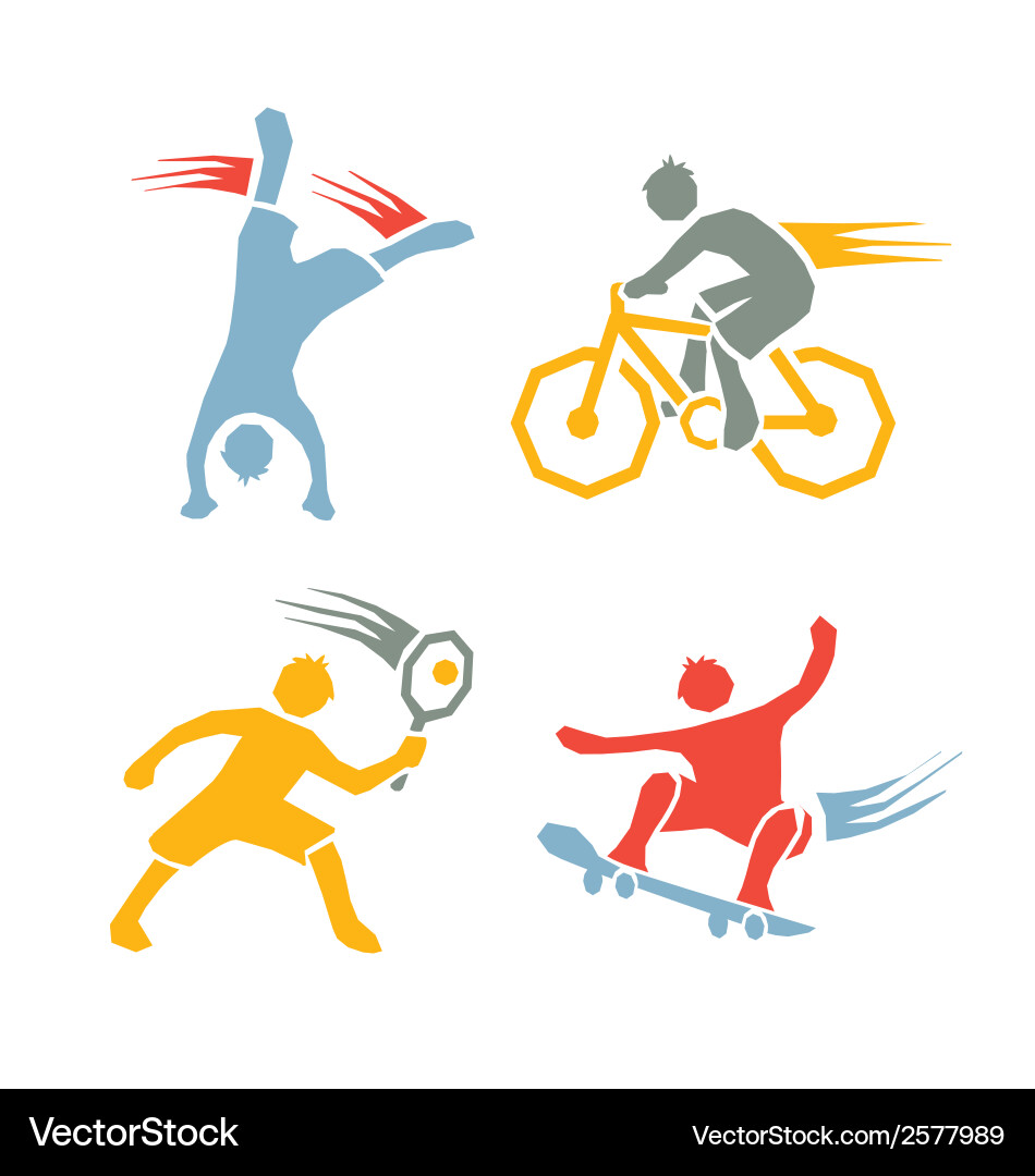 Kids Sports and Fitness Icons Vector Image