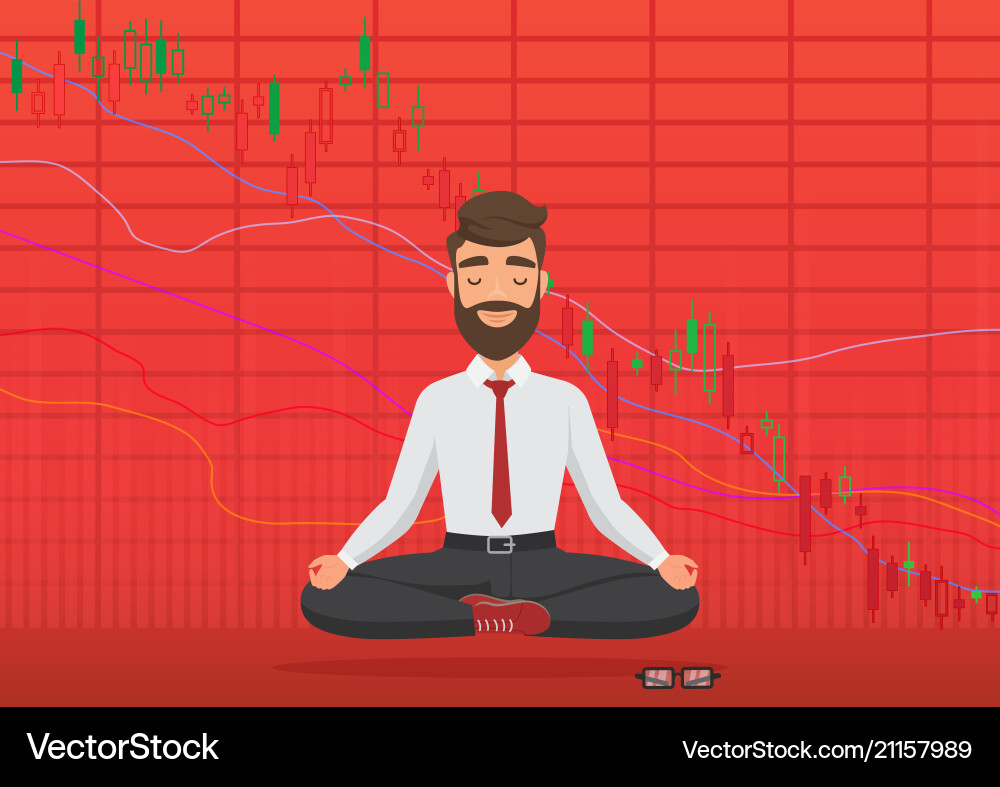 Meditating Trader with Falling Crypto Chart Vector Image