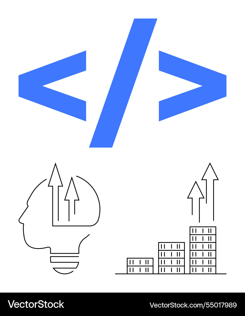 Programmieren von Codekonsolen mit Wachstumspfeilen Programmieren von Codekonsolen mit Wachstumspfeilen vektorbild