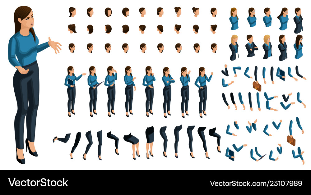 Set for create your character in isometric Set for create your character in isometric vector image