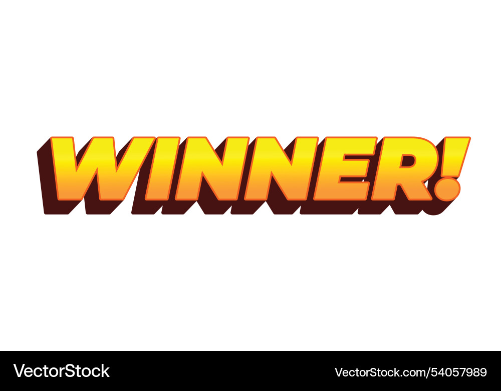 Winner text effect with modern color in 3d style Vector Image
