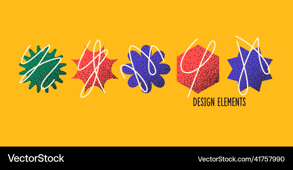 A set of geometric shapes with additional elements A set of geometric shapes with additional elements Vector Image