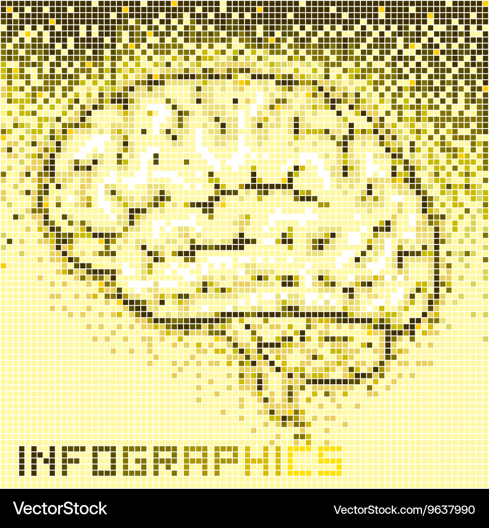 Brain shape abstract background with color mosaics vector image