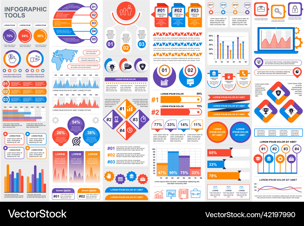 Bundle infographic elements data visualization Bundle infographic elements data visualization vector image