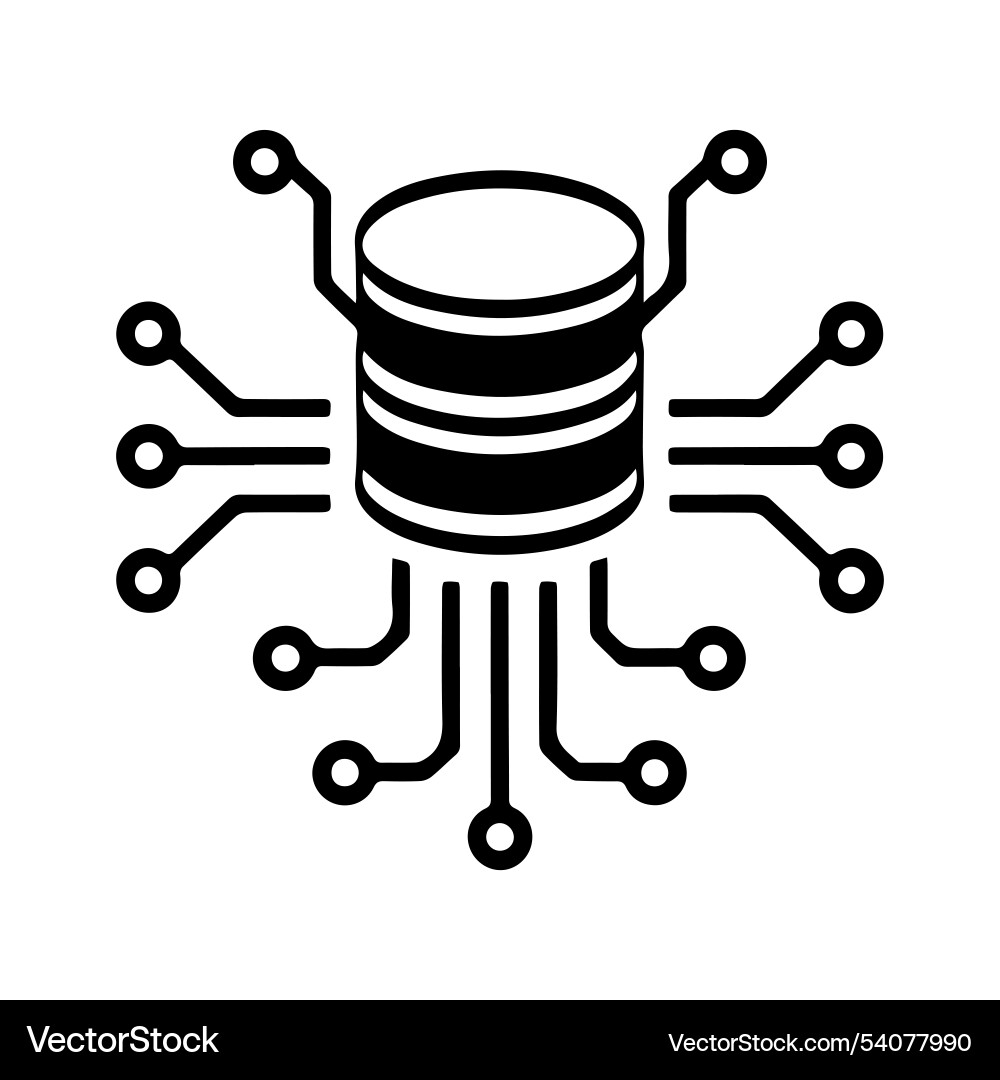 Datenbank-Hub mit Datenpunkte-Symbol Datenbank-Hub mit Datenpunkte-Symbol vektorbild