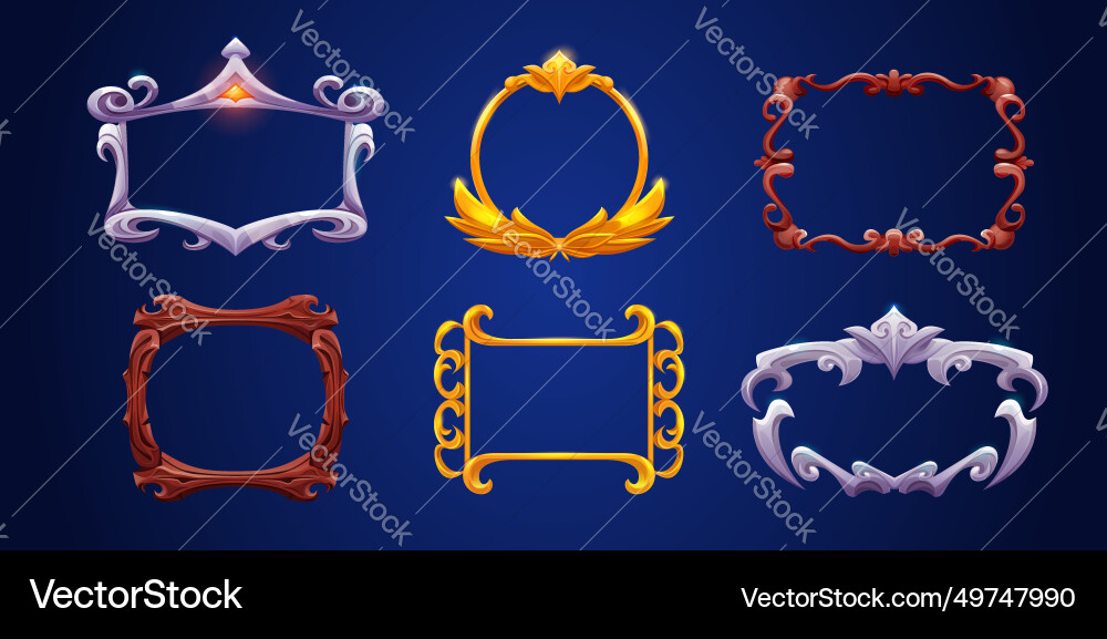 Fantasy game ui frame for avatar or menu banner Fantasy game ui frame for avatar or menu banner vector image