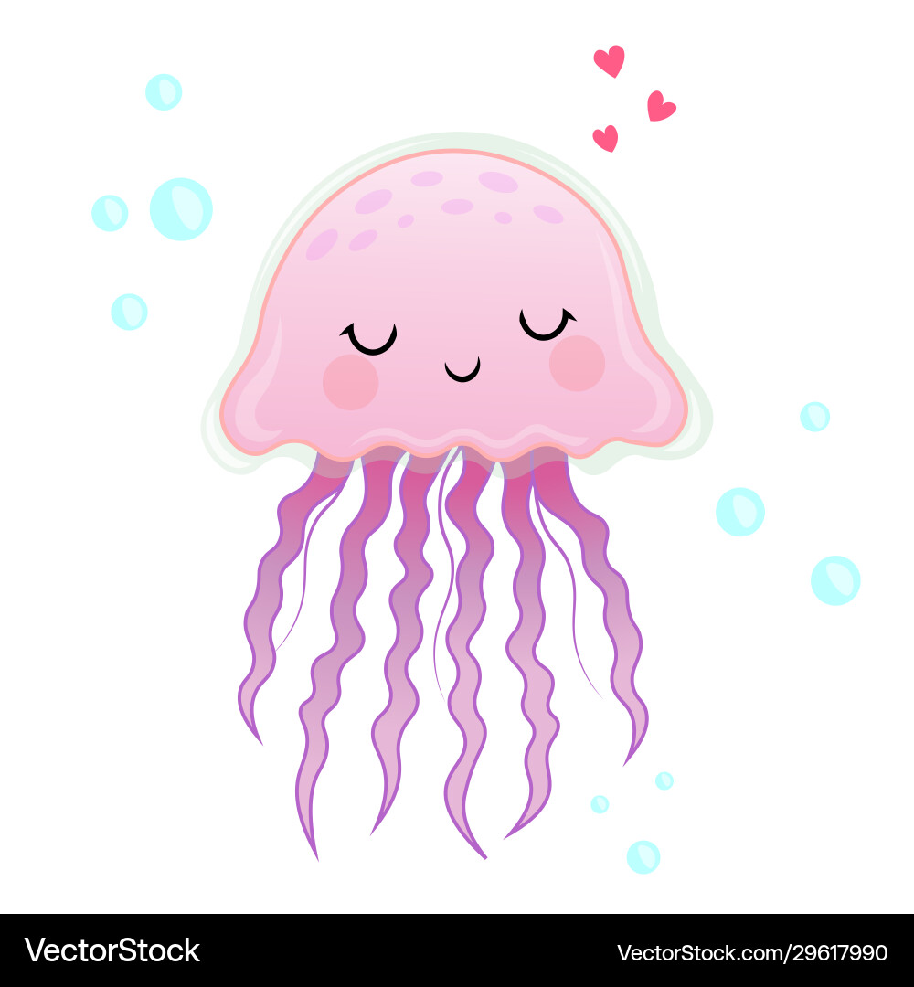 Jellyfish cartoon pink cute Jellyfish cartoon pink cute vector image