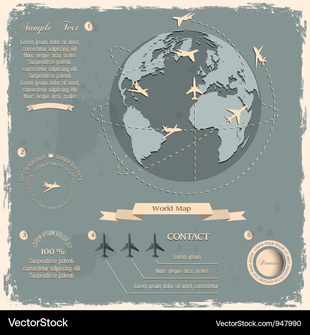 Retro Airplane and Globe Travel Vector Image