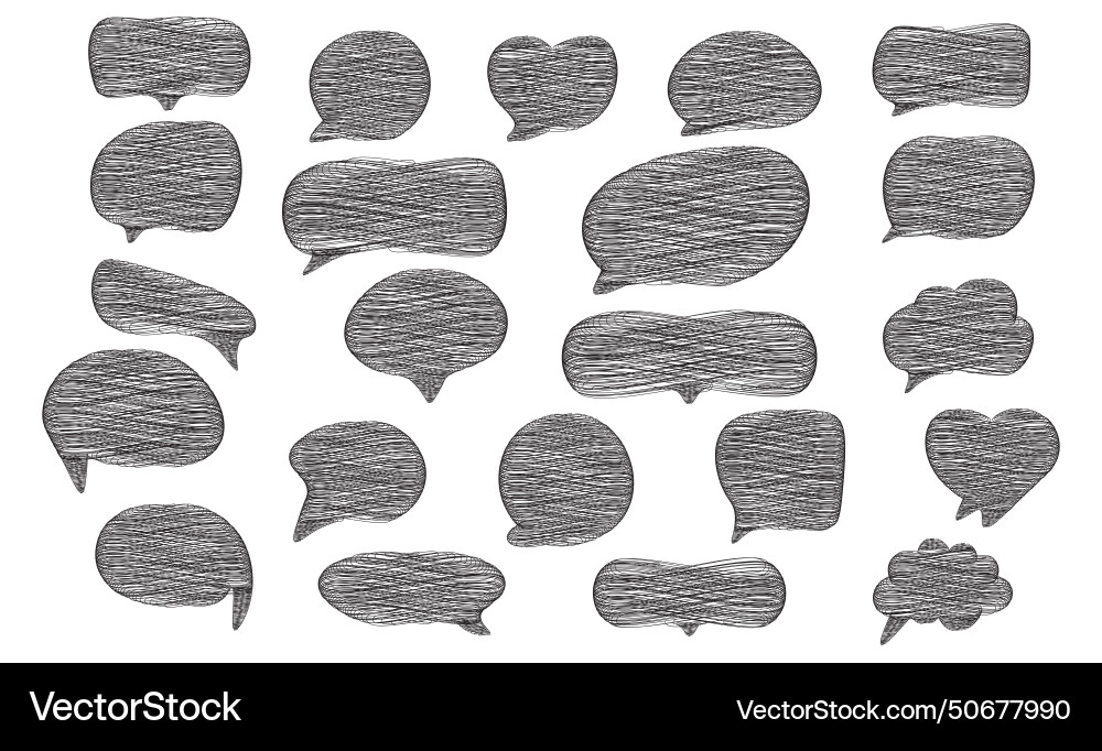 Set of scribble speech bubble text chatting box Set of scribble speech bubble text chatting box vector image