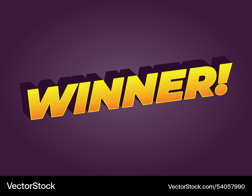 Winner text effect with modern color in 3d style Vector Image