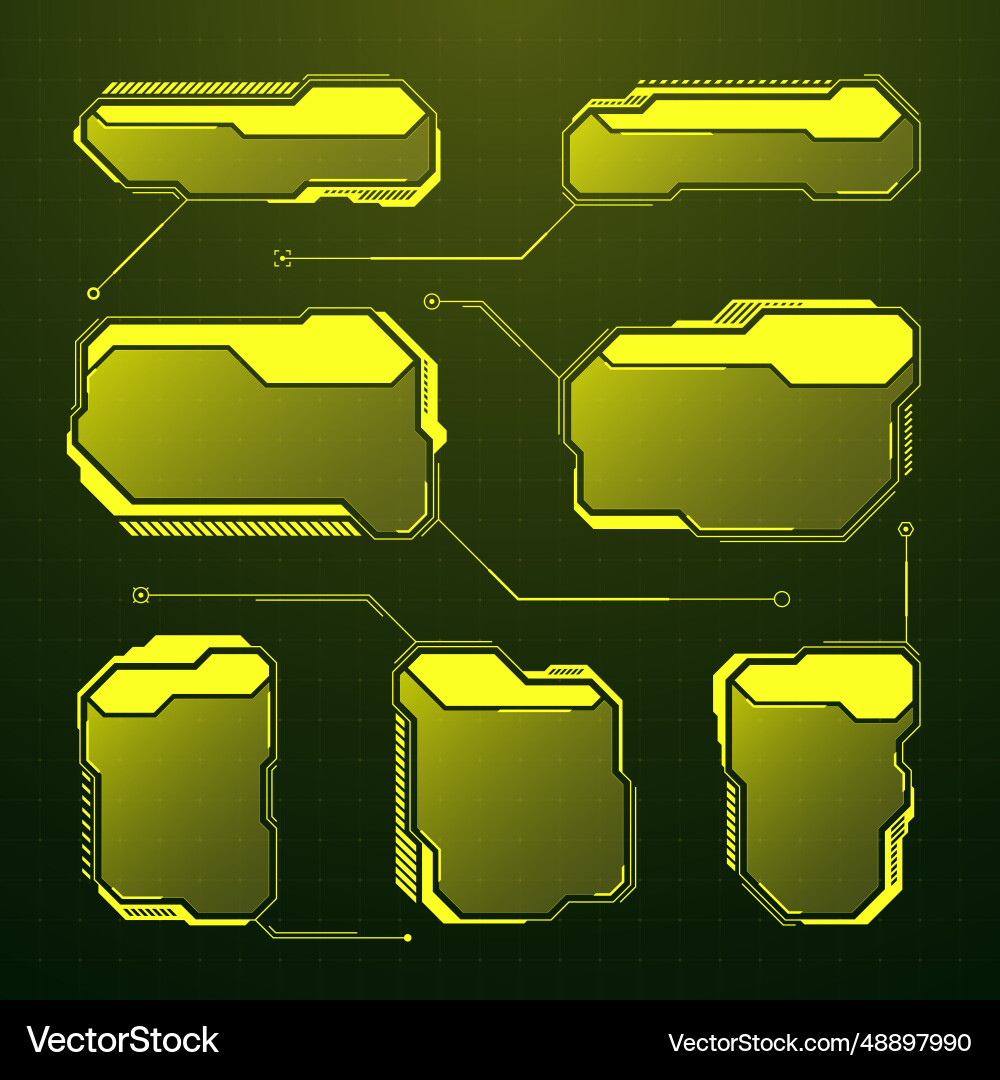 Yellow futuristic hud ui elements sci-fi user Yellow futuristic hud ui elements sci-fi user vector image