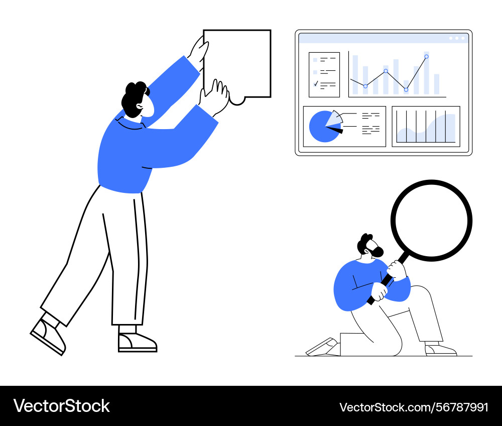 Analyzing data and solving problems through Analyzing data and solving problems through vector image