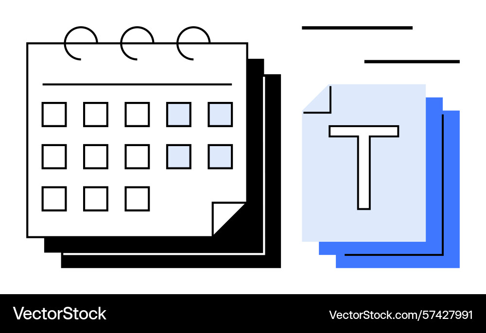 Calendar with events and documents representing Calendar with events and documents representing vector image