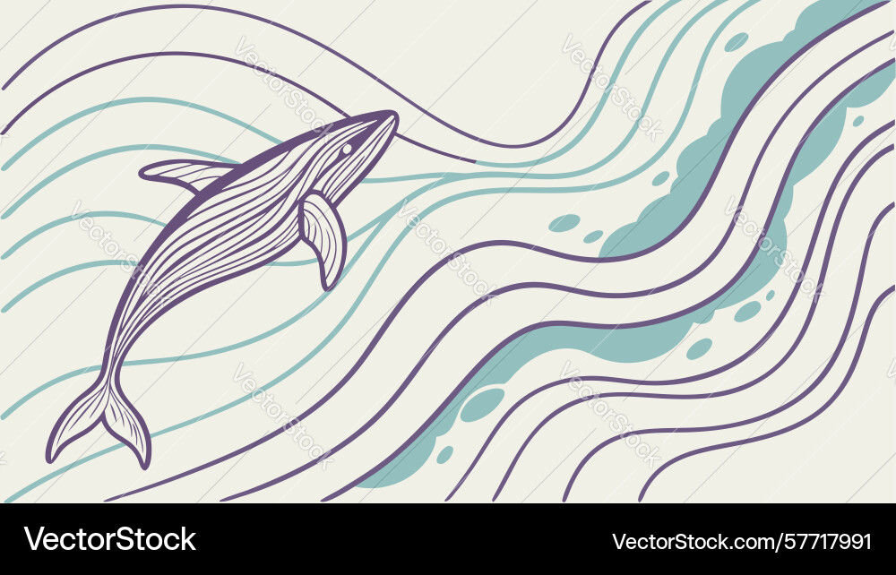 Dynamic dolphin leaping through wavy lines design Vector Image