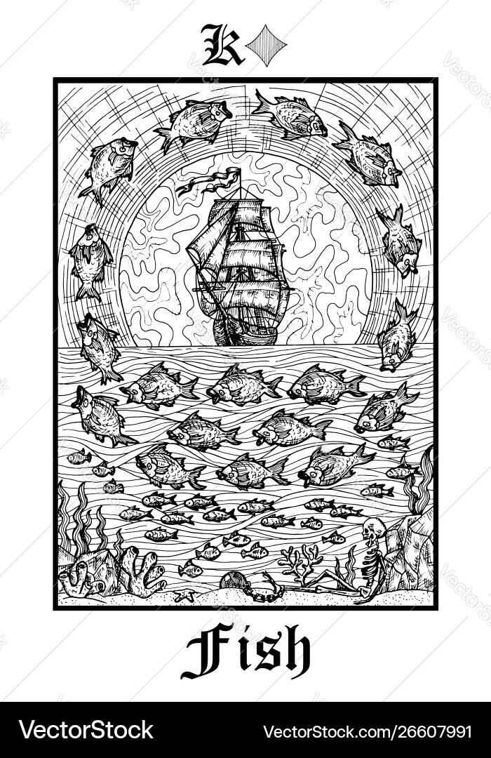 Fish or ship symbol tarot card from lenormand vector image