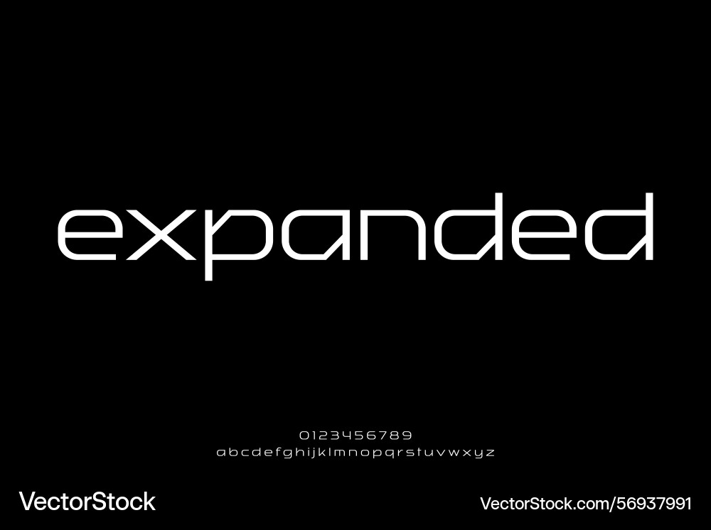 Geometric expanded alphabet display font Geometric expanded alphabet display font vector image