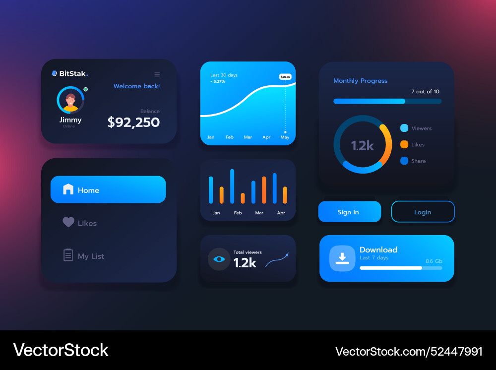 Gradient uiux elements vector image