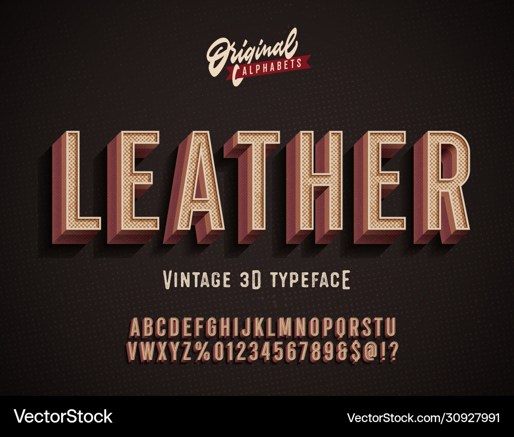 Leder Vintage 3d Premium Alphabet Leder Vintage 3d Premium Alphabet vektorbild