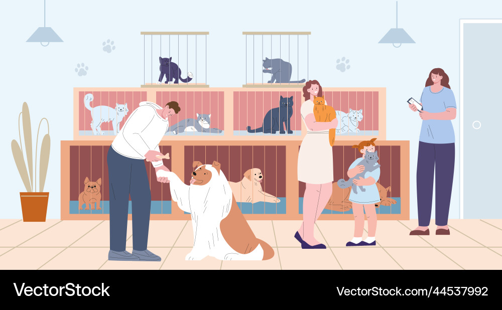 Animal Shelter Adoption - Kittens and Dogs vector image