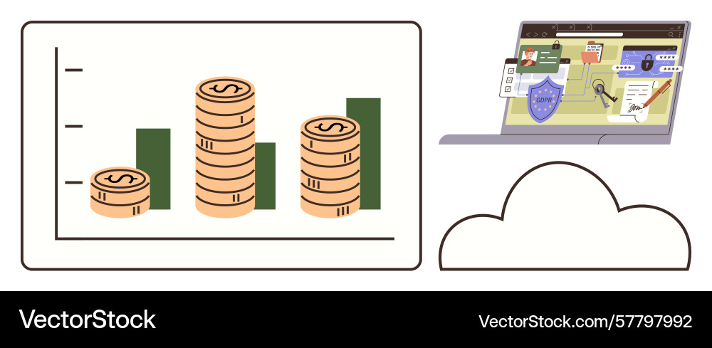 Cloud-based data security with financial growth Cloud-based data security with financial growth vector image