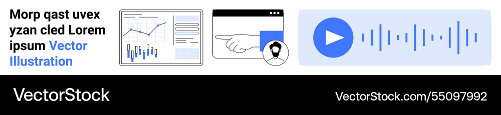 Data analytics user interface and audio Data analytics user interface and audio vector image