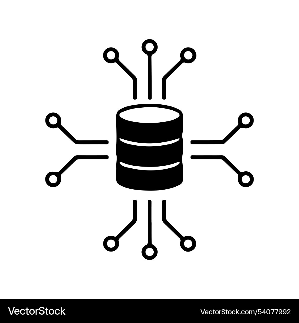 Datenbank-Hub mit Datenpunkte-Symbol Datenbank-Hub mit Datenpunkte-Symbol vektorbild