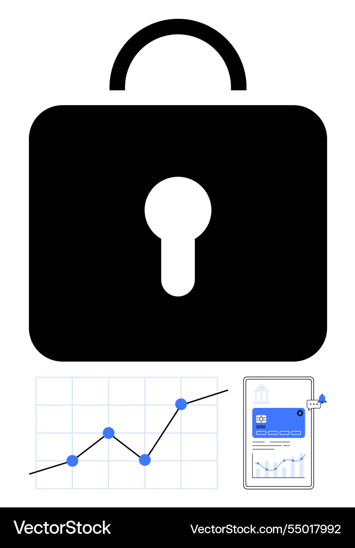 Digital security icon with a lock data graph Digital security icon with a lock data graph vector image