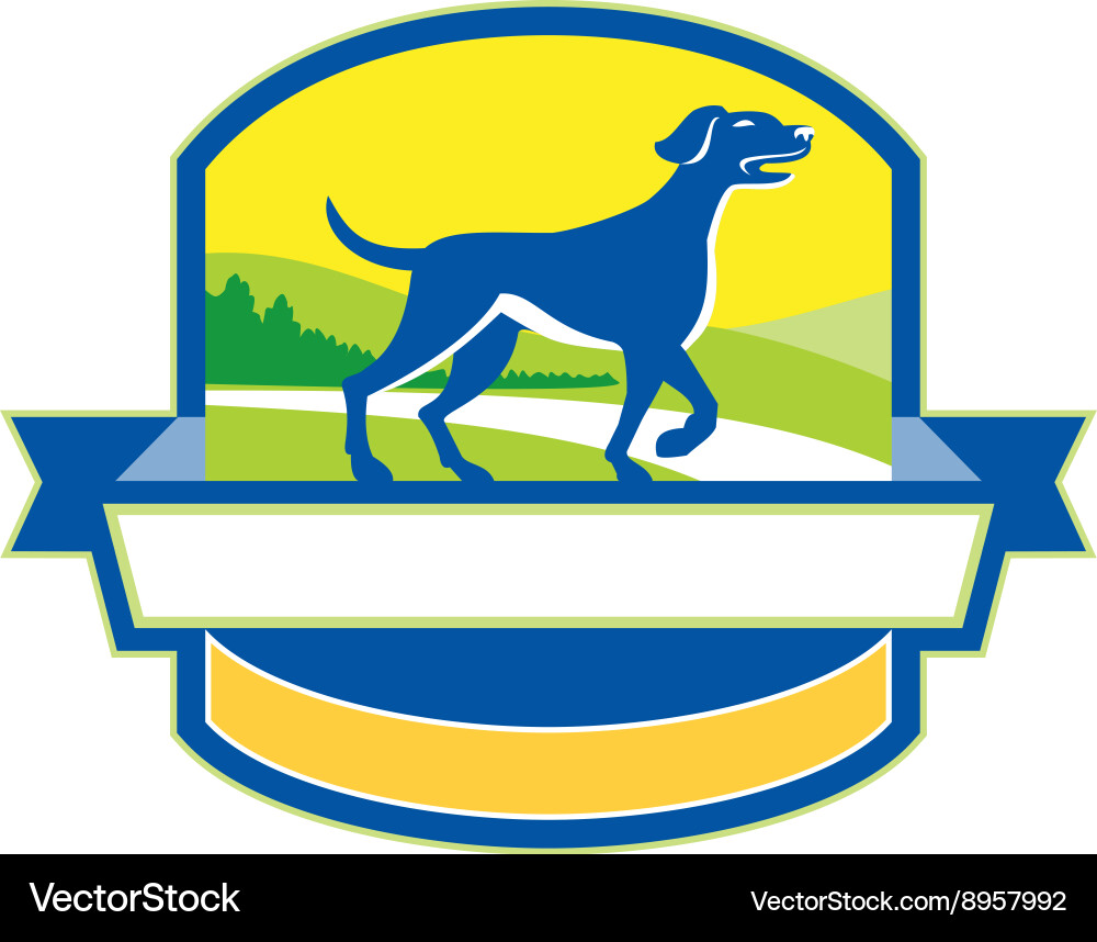 English pointer dog pointing up crest retro vector image