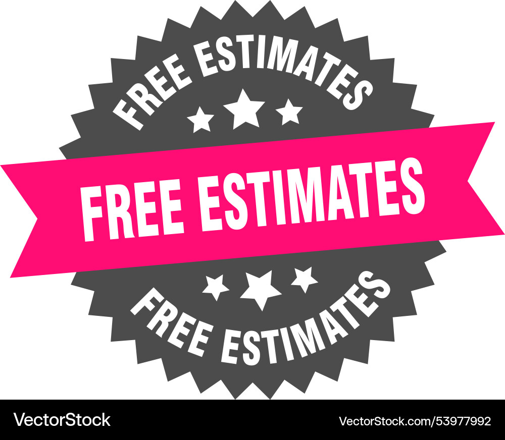 Free estimates round pink label Royalty Free Vector Image