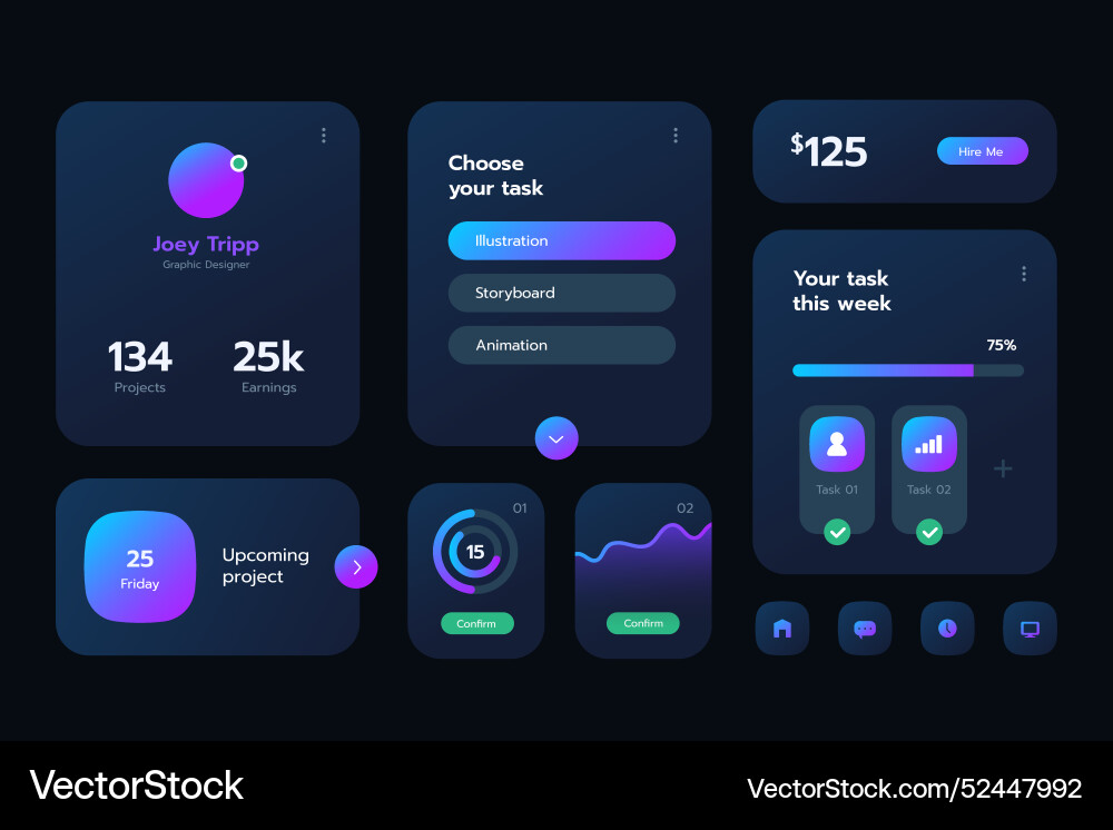 Gradient uiux elements vector image