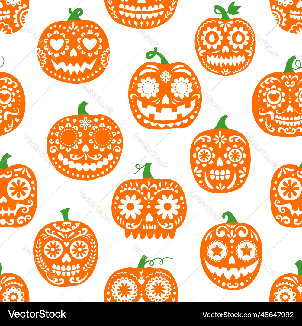 Halloween Day of the Dead Skull Pattern Vector Image