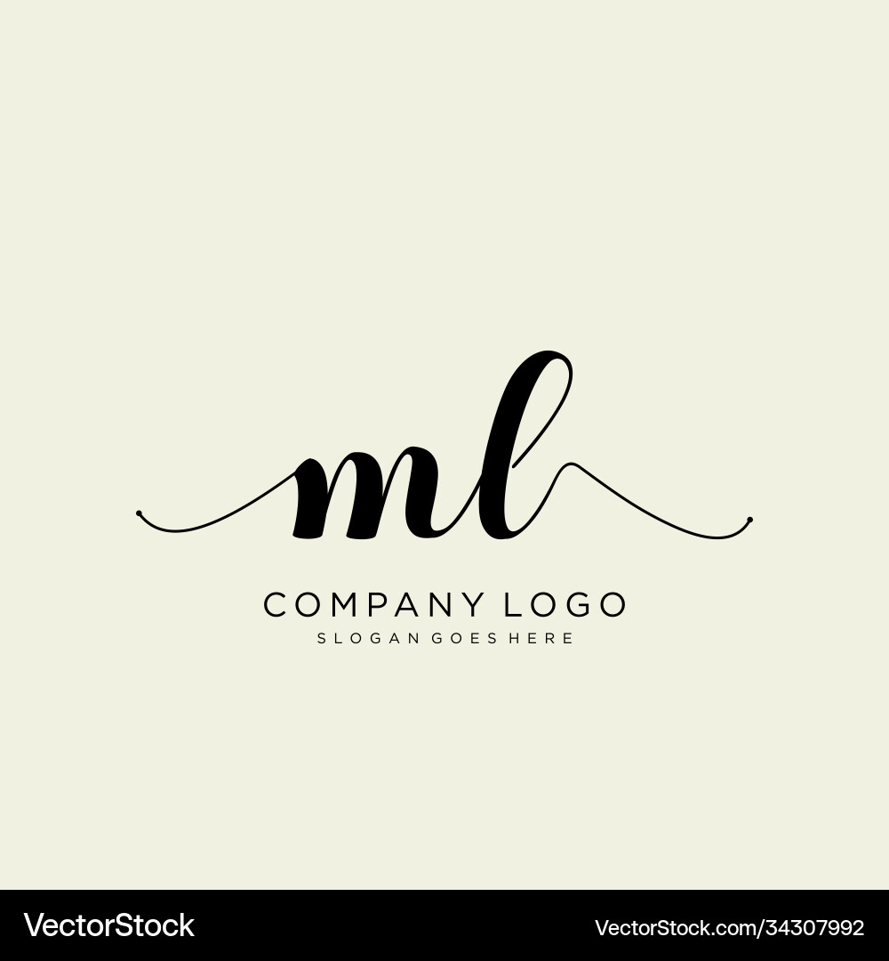 Initial ml handwriting logo with circle template Vector Image