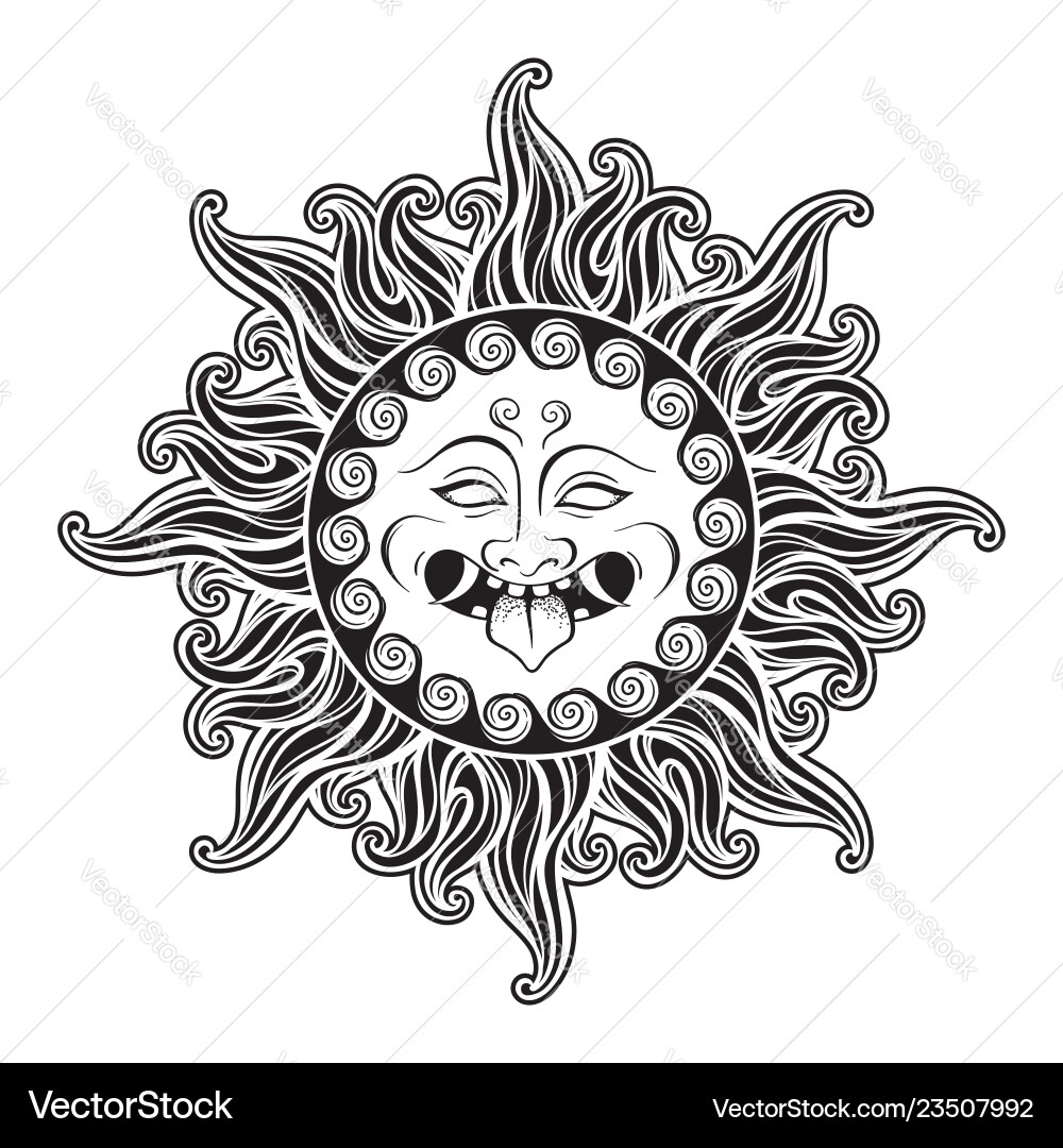Medusa gorgon head in flame hand drawn line art Medusa gorgon head in flame hand drawn line art vector image