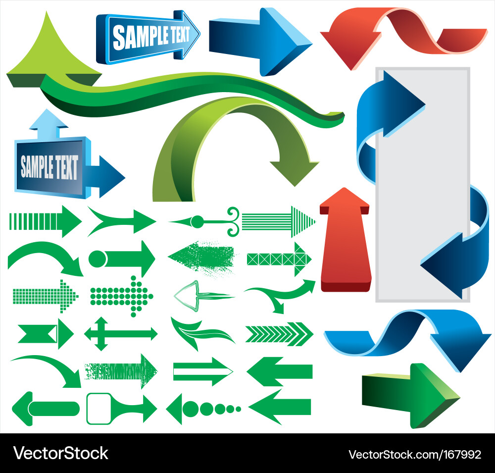 Modern 3D Arrows and Pointers Set vector image