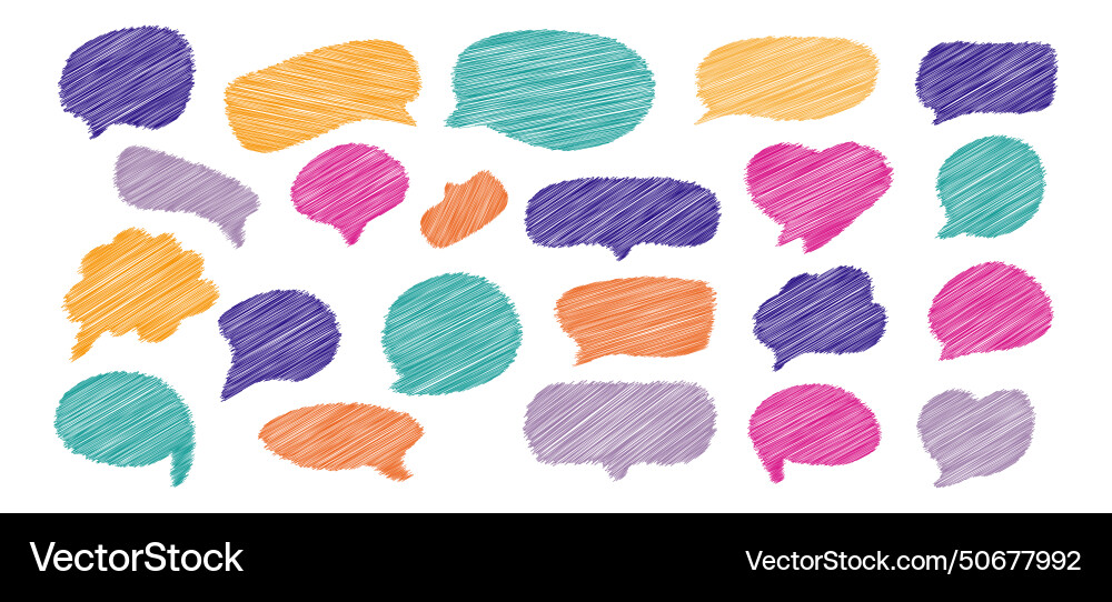 Set of scribble speech bubble text chatting box Set of scribble speech bubble text chatting box vector image